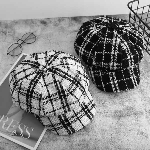 Aktuális női kockás barett sapka