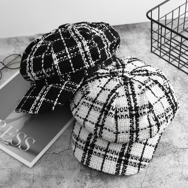 Aktuális női kockás barett sapka