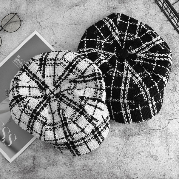 Aktuális női kockás barett sapka