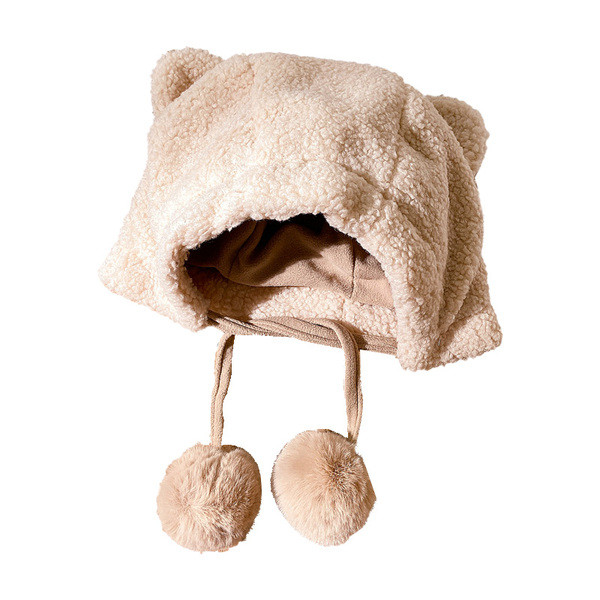 Új modell női sapka füles, pehelypomponokkal