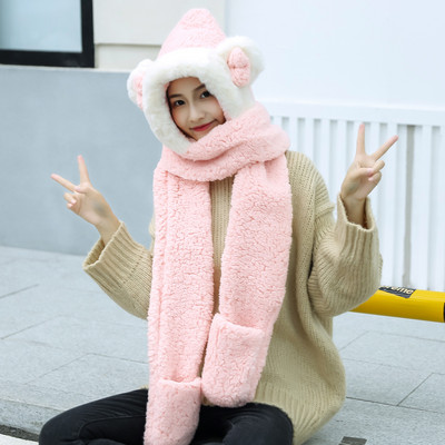 Βελούδινο γυναικείο καπέλο με κασκόλ και τρισδιάστατο στοιχείο