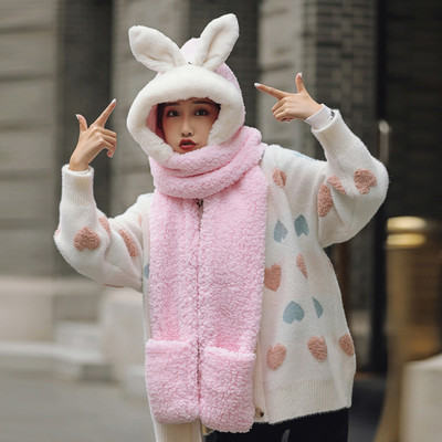 Βελούδινο γυναικείο καπέλο με κασκόλ και τρισδιάστατο στοιχείο