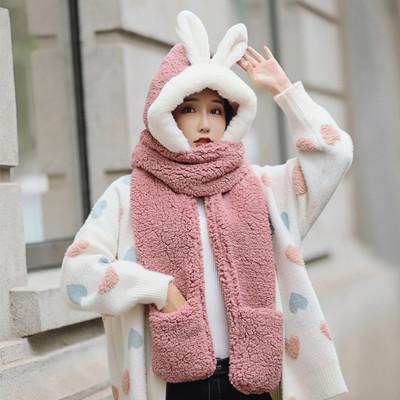 Βελούδινο γυναικείο καπέλο με κασκόλ και τρισδιάστατο στοιχείο