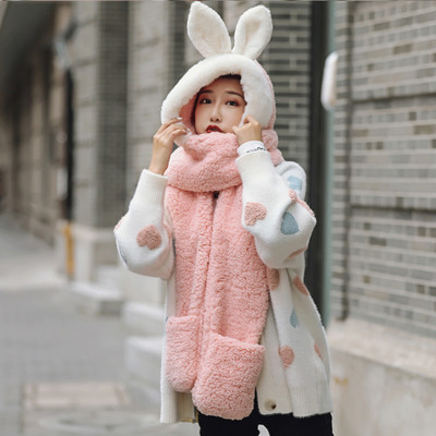 Βελούδινο γυναικείο καπέλο με κασκόλ και τρισδιάστατο στοιχείο