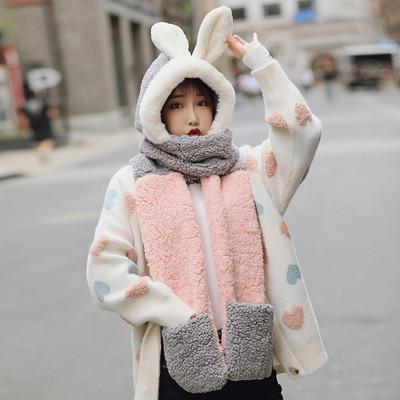 Βελούδινο γυναικείο καπέλο με κασκόλ και τρισδιάστατο στοιχείο