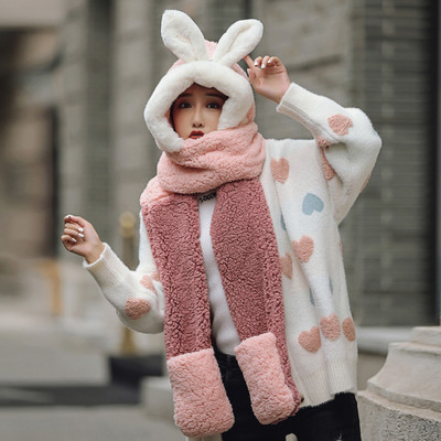 Βελούδινο γυναικείο καπέλο με κασκόλ και τρισδιάστατο στοιχείο