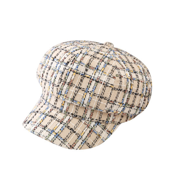Ženski karirani šešir tipa beretka-retro stil