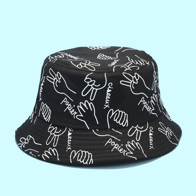 Horgászkalap textilből, fekete-fehér színben