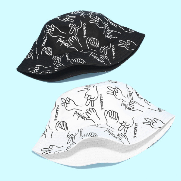 Horgászkalap textilből, fekete-fehér színben