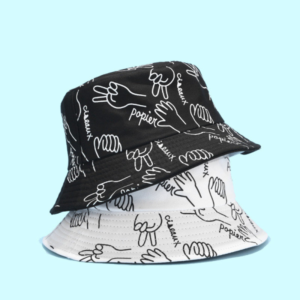 Horgászkalap textilből, fekete-fehér színben