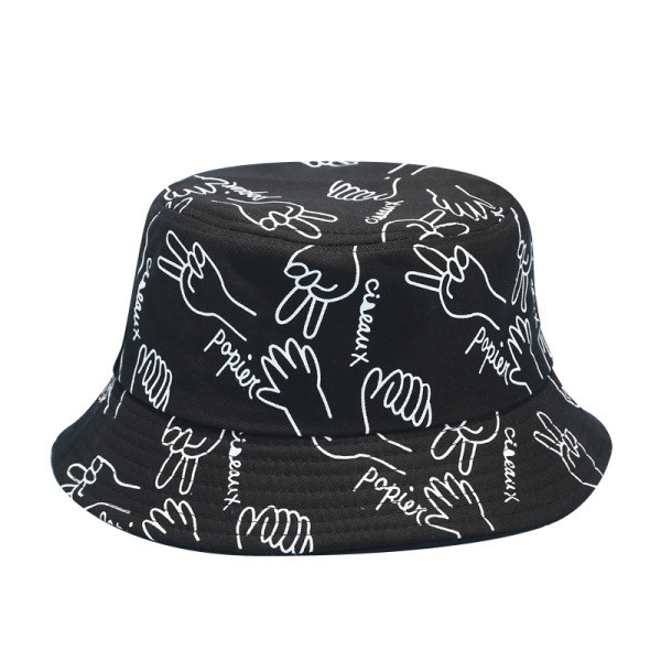 Horgászkalap textilből, fekete-fehér színben