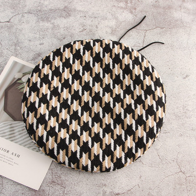 Καρό γυναικείο καπέλο μπερέ με κορδόνια