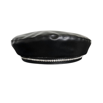 Modern női svájcisapka eco bőrből kövekkel