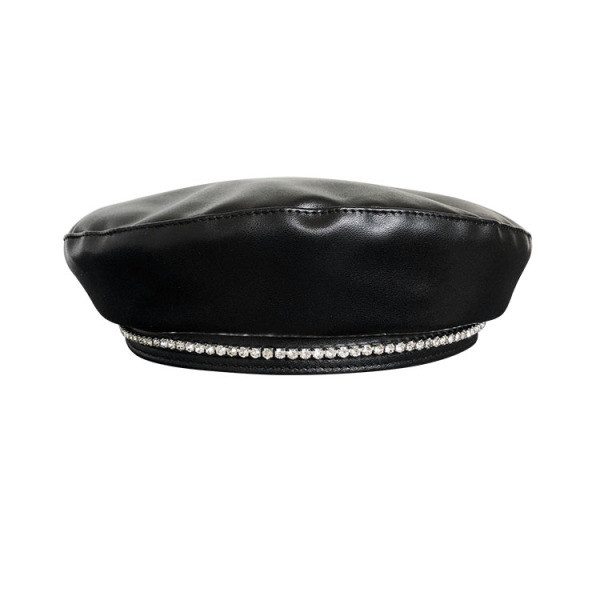 Modern női svájcisapka eco bőrből kövekkel