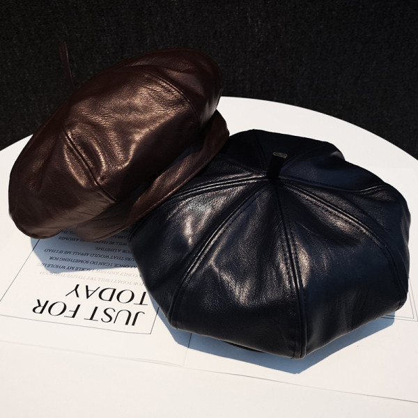 Modern női bőr barett típusú sapka