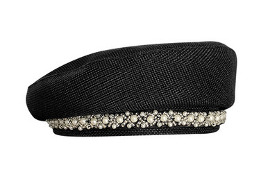 Modern téli női barett típusú kalap gyöngyökkel