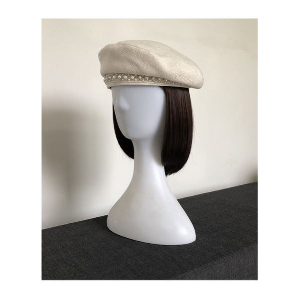 Modern téli női barett típusú kalap gyöngyökkel