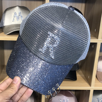 Modern női baseball sapka fényes elemekkel