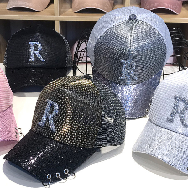 Modern női baseball sapka fényes elemekkel