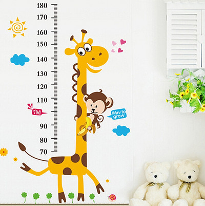 Стенни 3D стикери за стена, подходящи за детска стая с жираф, кон, маймуна, слон и други интересни анимационни мотиви