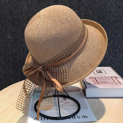 Modern női sapka szalaggal és rojtokkal - nyárra alkalmas