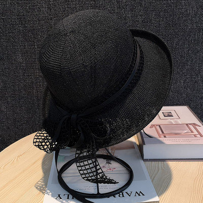 Modern női sapka szalaggal és rojtokkal - nyárra alkalmas