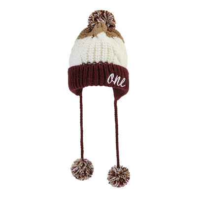 Téli kötött női sapka felirattal és nyakkendővel