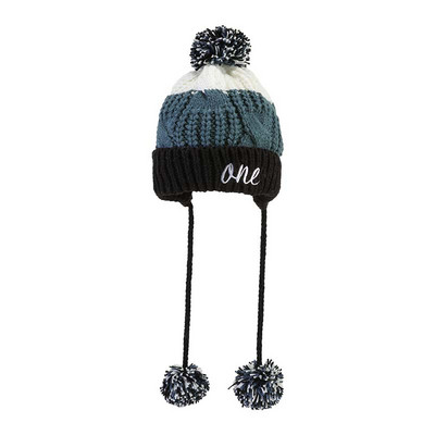 Téli kötött női sapka felirattal és nyakkendővel