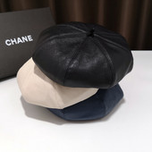 Bőr női barett típusú sapka