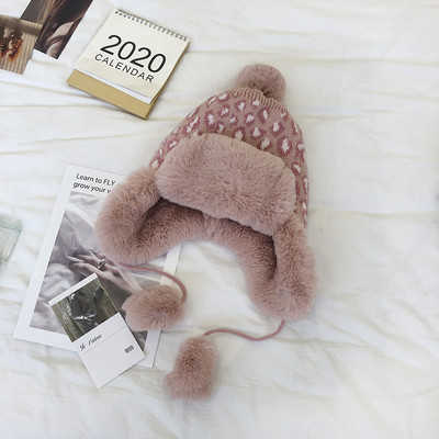 Γυναικείο χειμερινό καπέλο με μοτίβο λεοπάρδαλη