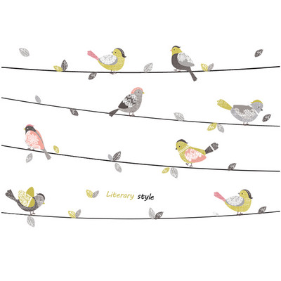 Fali öntapadó díszítés madarakkal és felirattal