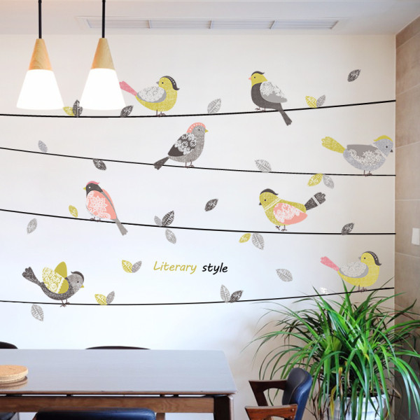 Fali öntapadó díszítés madarakkal és felirattal