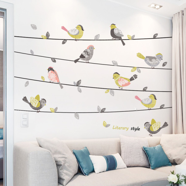 Fali öntapadó díszítés madarakkal és felirattal