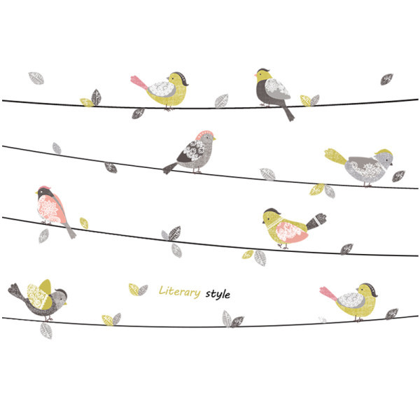 Fali öntapadó díszítés madarakkal és felirattal