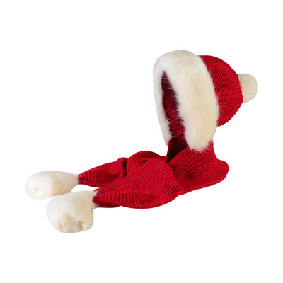 Kötött női sapka sállal és pehellyel