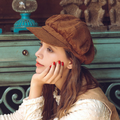 Γυναικείο κοτλέ καπέλο-ρετρό στυλ