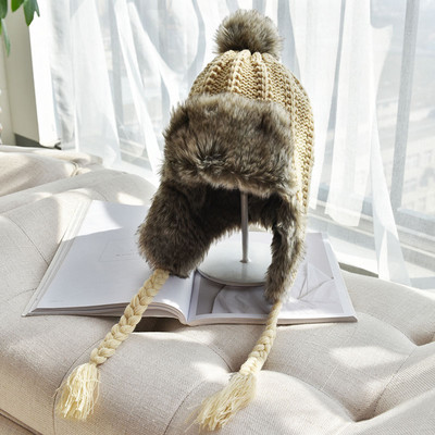 Új modell női kötött sapka puha béléssel - füles típusú