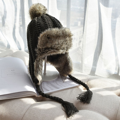 Új modell női kötött sapka puha béléssel - füles típusú