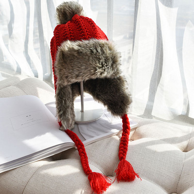 Új modell női kötött sapka puha béléssel - füles típusú