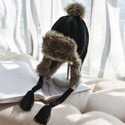 Új modell női kötött sapka puha béléssel - füles típusú