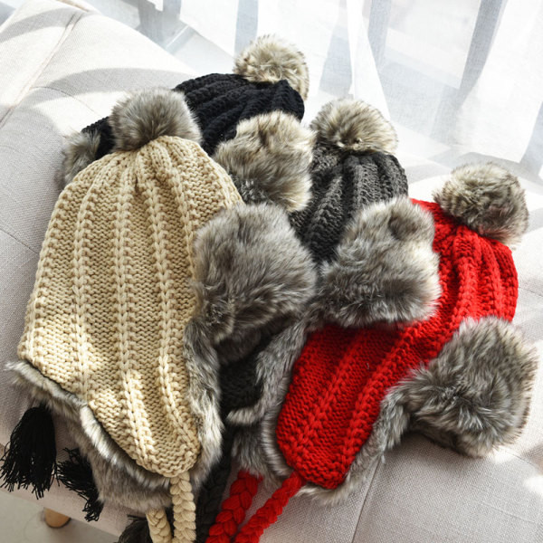 Új modell női kötött sapka puha béléssel - füles típusú