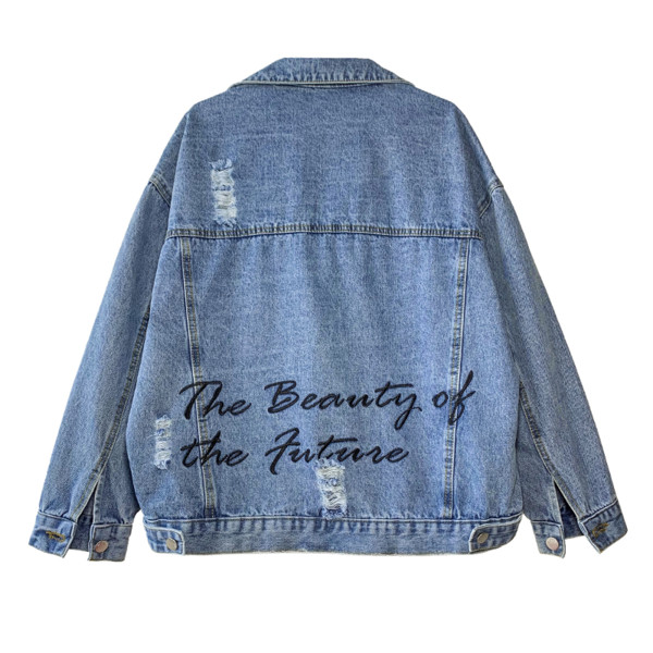 Ženska teksas jakna sa natpisom