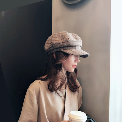 Új modell női kockás sapka napellenzővel