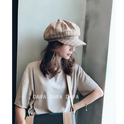 Új modell női kockás sapka napellenzővel