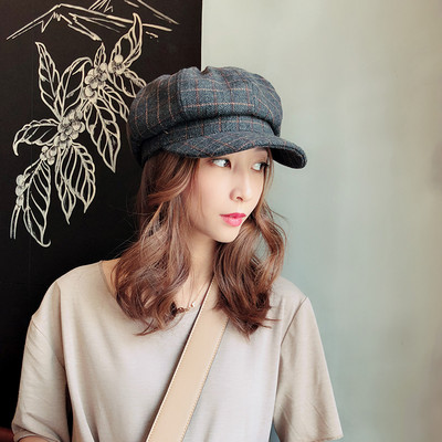 Új modell női kockás sapka napellenzővel