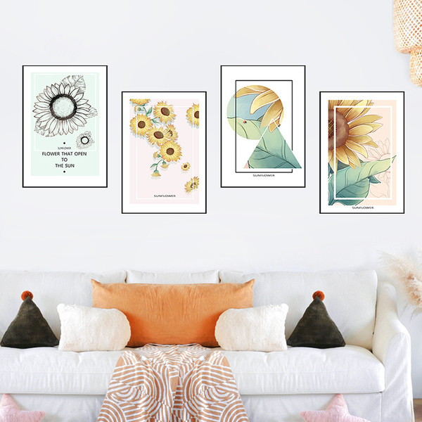 Öntapadós fali dekoráció virágokkal és felirattal