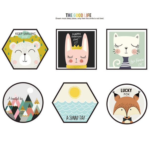 Αυτοκόλλητο τοίχου με ζωάκια και αυτοκόλλητη επιγραφή