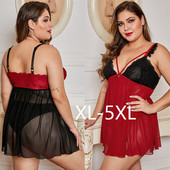 Női csipke hálóing spitz nyakkivágással és pántokkal - 5XL méretig