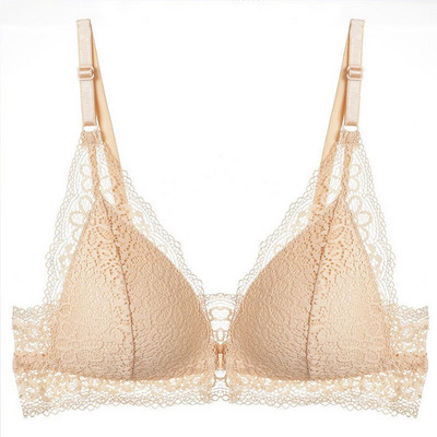 Γυναικείο σουτιέν από δαντέλα με τριγωνικό κύπελλο και μπροστινό κούμπομα