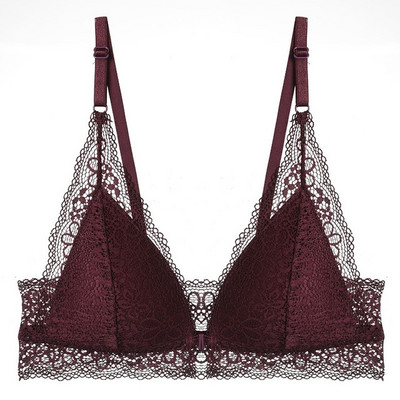 Γυναικείο σουτιέν από δαντέλα με τριγωνικό κύπελλο και μπροστινό κούμπομα